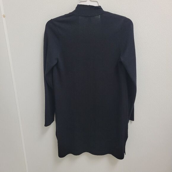 Eileen Fisher Wool Black Open Front Cardigan PETITE LIGHTWEIGHT PP - Picture 2 of 4